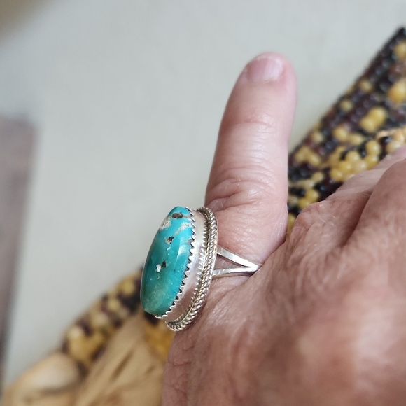 NWOT Native American Navajo Handmade Turquoise & Sterling Ring 💍🩵 - Picture 8 of 11